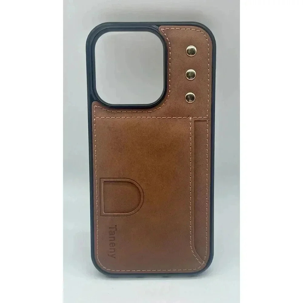 Leather Wallet Card Holder Case For iPhone 14 Pro 6.1 Inch Shockproof Slim Brown